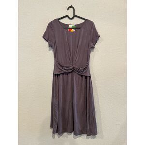 Fervour Women's Size Small Twisted Waist Midi Dress Short Sleeves Purple‎